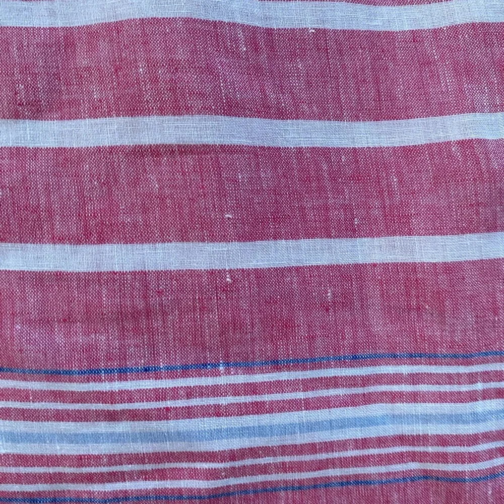 Talbots Linen Popover Top Pink Stripe Short Sleeve V Neck; Size: Medium - Picture 5 of 9